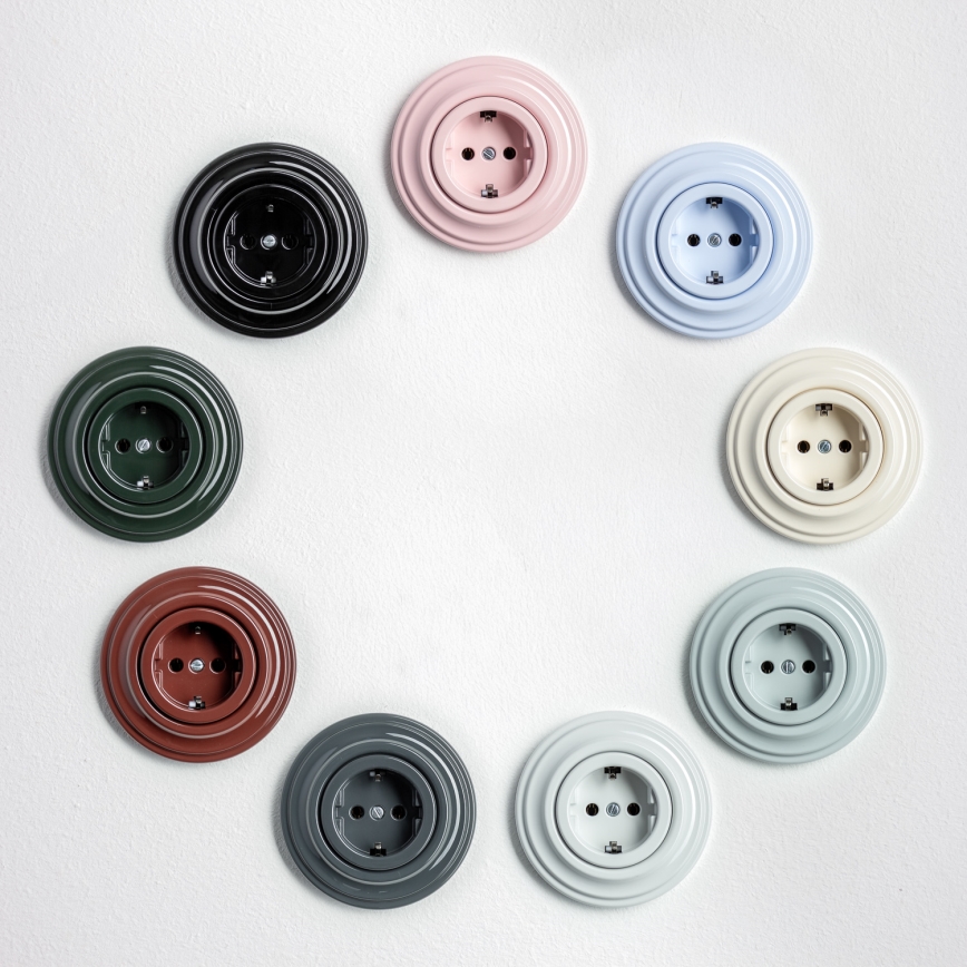 Kliklap - Retro-Haussteckdose mit Rahmen SCHUKO 230V/16A, schwarz