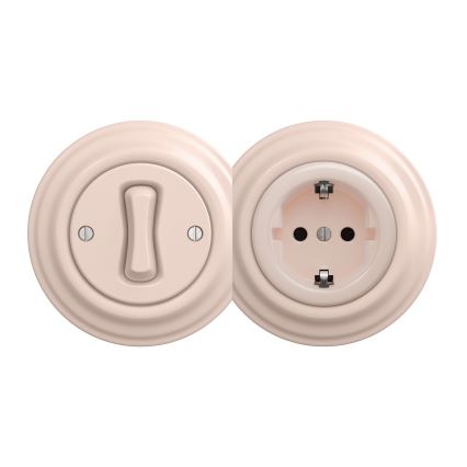 Kliklap - Retro-Haussteckdose ohne Rahmen SCHUKO 230V/16A altrosa