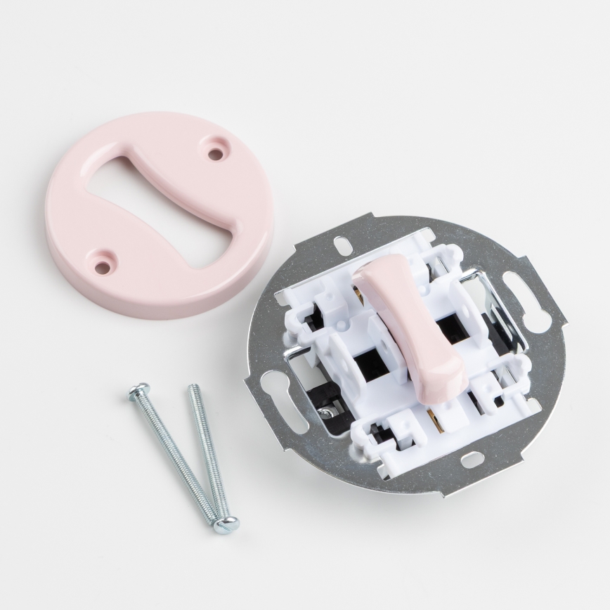 Kliklap - Retro-Kreuzschalter mit Rahmen Nr. 7, altrosa