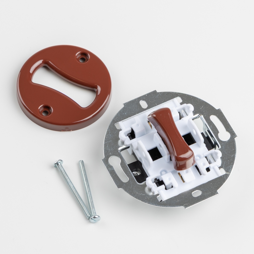 Kliklap - Retro-Kreuzschalter mit Rahmen Nr. 7, braun