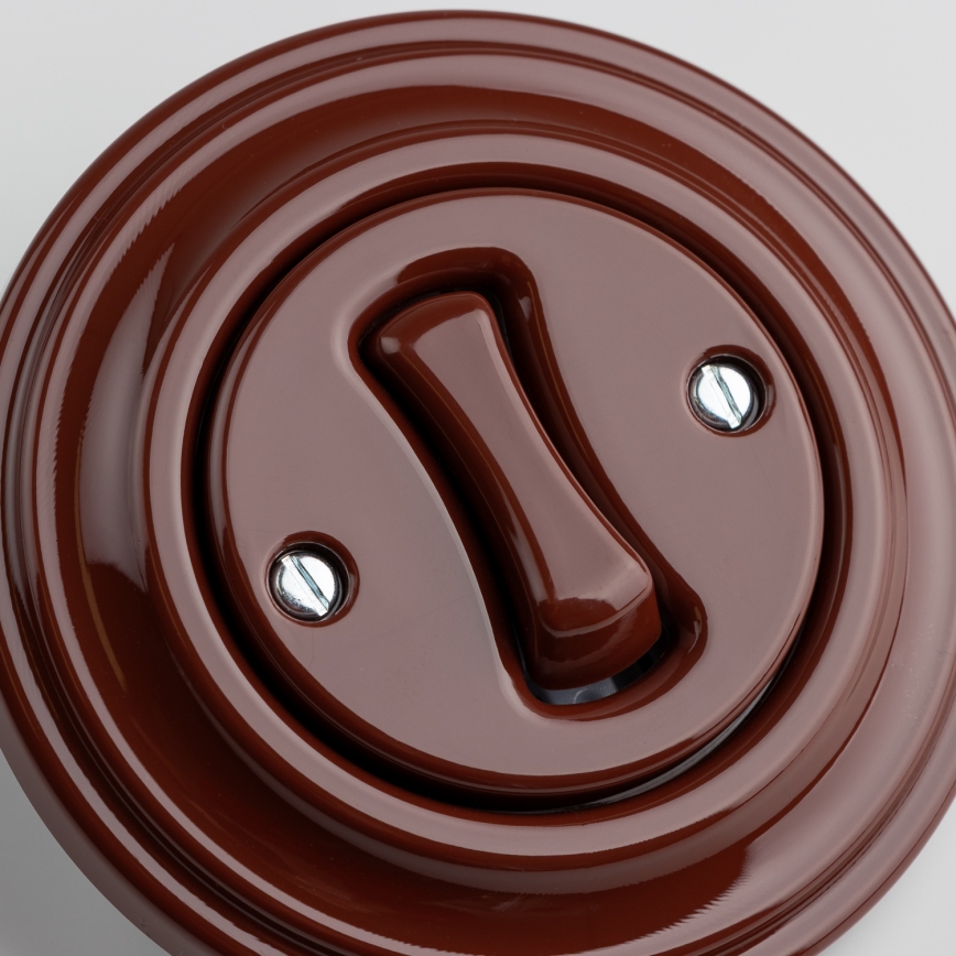 Kliklap - Retro-Kreuzschalter mit Rahmen Nr. 7, braun