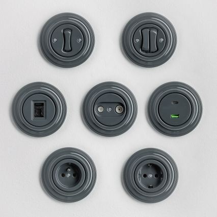 Kliklap - Retro-Kreuzschalter mit Rahmen Nr. 7 in Anthrazit