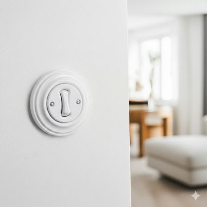 Kliklap - Retro Kreuzschalter mit Rahmen Nr. 7 schneeweiß