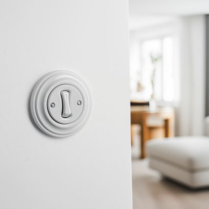 Kliklap - Retro-Kreuzschalter mit Rahmen Nr. 7, weiße Keramik