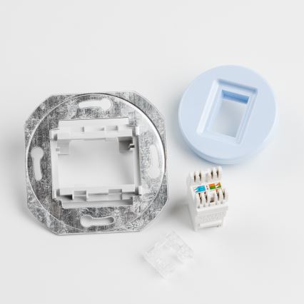 Kliklap - Retro-Netzwerkdose mit Rahmen, blau