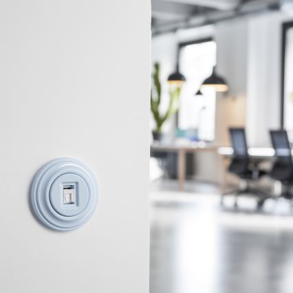 Kliklap - Retro-Netzwerkdose mit Rahmen, blau