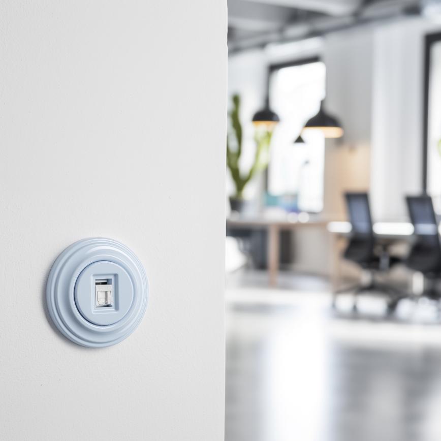 Kliklap - Retro-Netzwerkdose mit Rahmen, blau