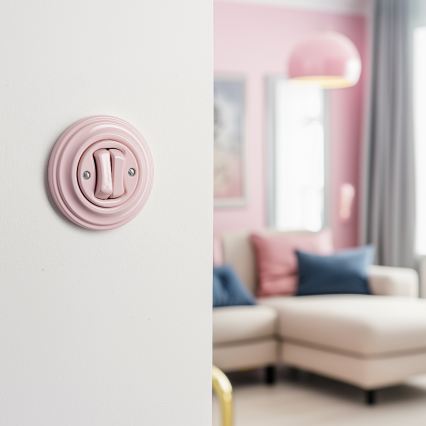 Kliklap - Retro-Serienschalter mit Rahmen Nr. 5, Altrosa