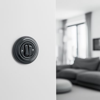 Kliklap - Retro-Serienschalter mit Rahmen Nr. 5, Anthrazit