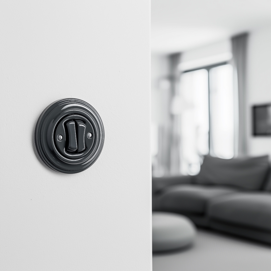 Kliklap - Retro-Serienschalter mit Rahmen Nr. 5, Anthrazit