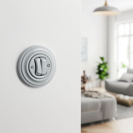 Kliklap - Retro-Serienschalter mit Rahmen Nr. 5, grau