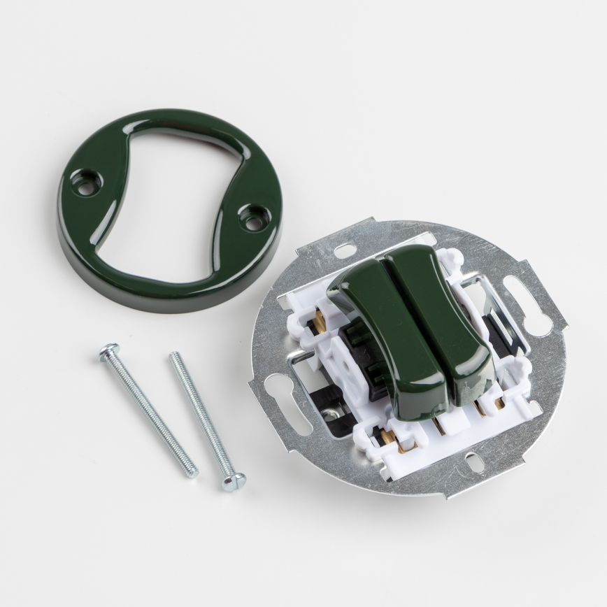 Kliklap - Retro-Serienschalter mit Rahmen Nr. 5, grün