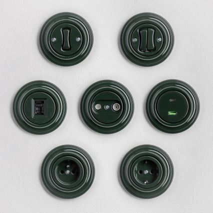 Kliklap - Retro-Serienschalter mit Rahmen Nr. 5, grün