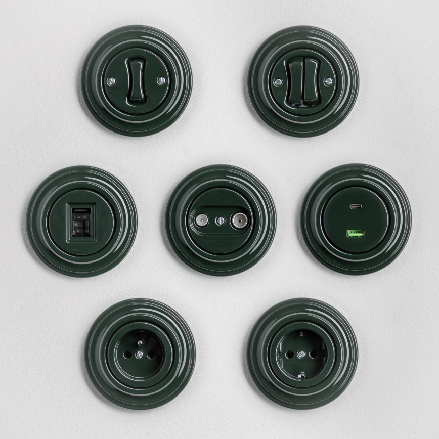 Kliklap - Retro-Serienschalter mit Rahmen Nr. 5, grün