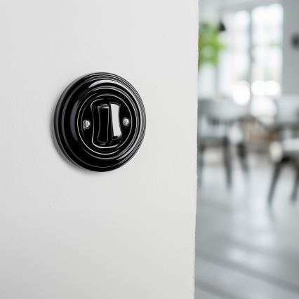 Kliklap - Retro-Serienschalter mit Rahmen Nr. 5, Schwarz