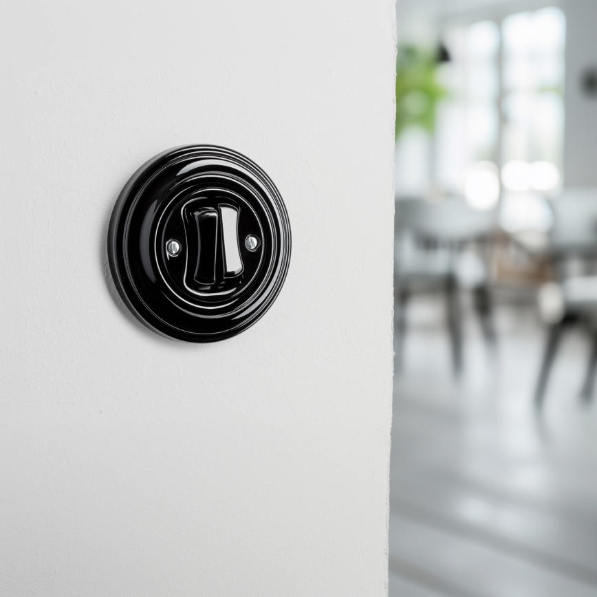 Kliklap - Retro-Serienschalter mit Rahmen Nr. 5, Schwarz