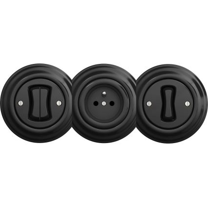 Kliklap - Retro Serienschalter ohne Rahmen Nr. 5 Schwarz