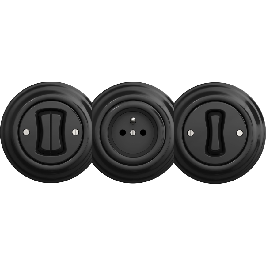 Kliklap - Retro Serienschalter ohne Rahmen Nr. 5 Schwarz