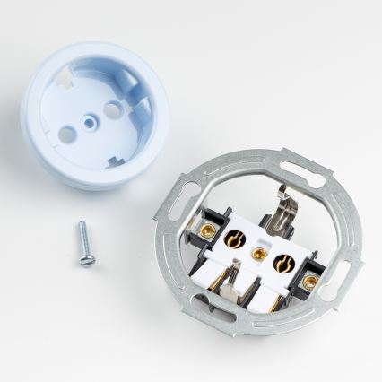 Kliklap - Retro-Steckdose für den Haushalt mit Rahmen SCHUKO 230 V/16 A blau