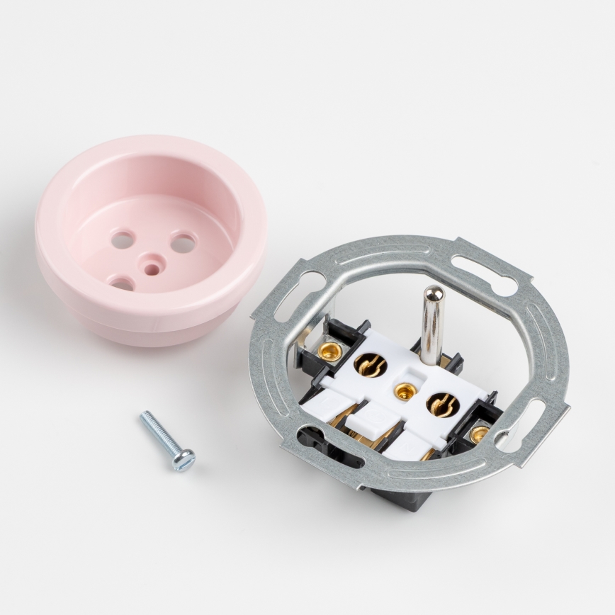 Kliklap - Retro-Steckdose für den Haushalt, rahmenlos, 230 V, altrosa