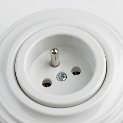 Kliklap - Retro-Steckdose für Zuhause mit Rahmen 230V schneeweiß
