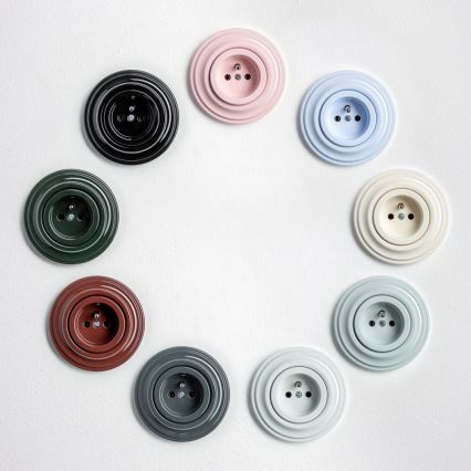 Kliklap - Retro-Steckdose für Zuhause mit Rahmen 230V schneeweiß