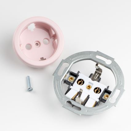 Kliklap - Retro-Steckdose für Zuhause mit Rahmen SCHUKO 230V/16A, altrosa