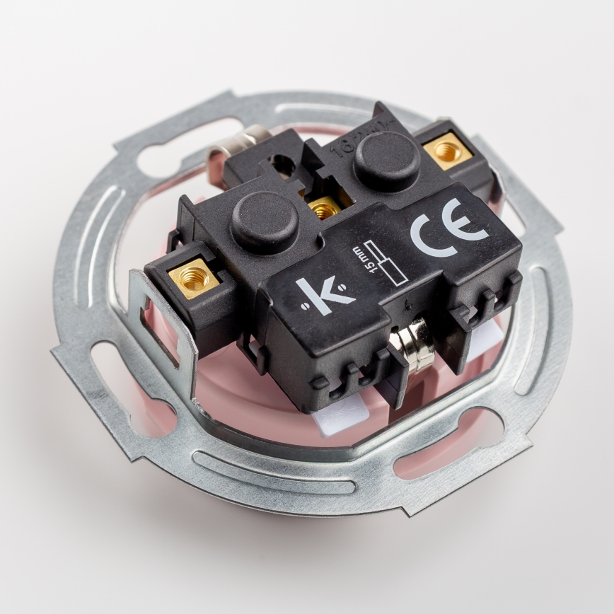 Kliklap - Retro-Steckdose für Zuhause mit Rahmen SCHUKO 230V/16A, altrosa