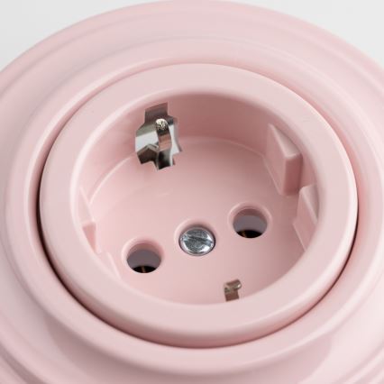 Kliklap - Retro-Steckdose für Zuhause mit Rahmen SCHUKO 230V/16A, altrosa