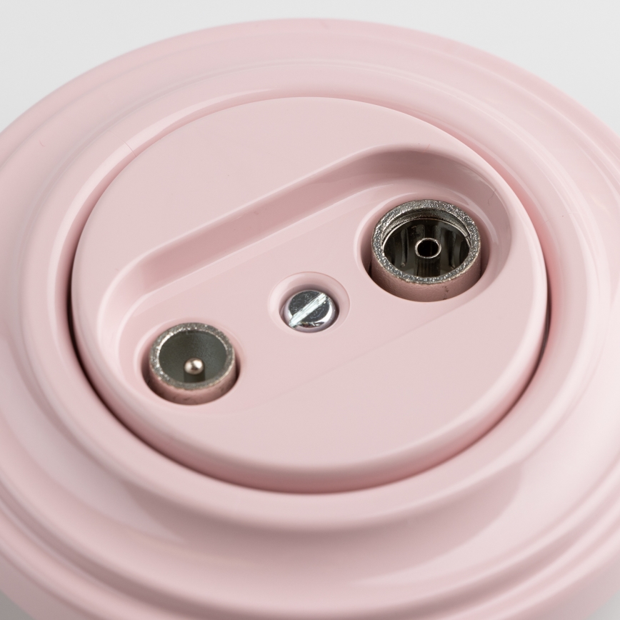 Kliklap - Retro-Teilnehmeranschlussdose TV+R (Enddose) mit Rahmen in altrosa