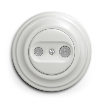 Kliklap - Retro-Teilnehmeranschlussdose TV+R (Enddose) mit Rahmen, Keramikweiß