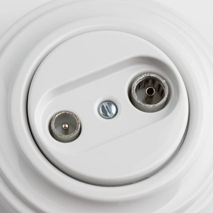 Kliklap - Retro-Teilnehmeranschlussdose TV+R (Enddose) mit Rahmen, Keramikweiß