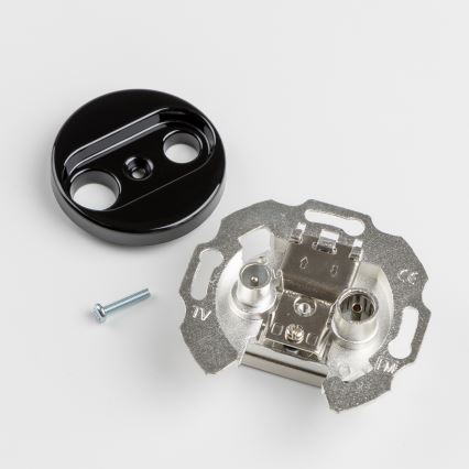 Kliklap - Retro-Teilnehmerdose TV+Radio (Abschlussdose) mit schwarzem Rahmen