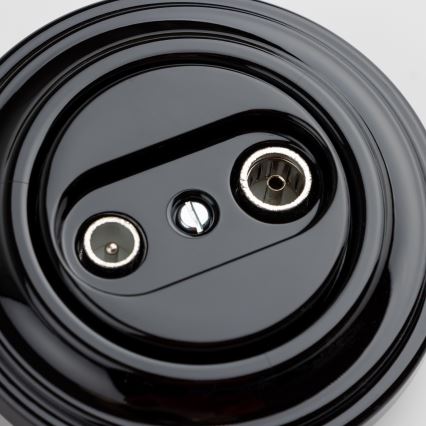 Kliklap - Retro-Teilnehmerdose TV+Radio (Abschlussdose) mit schwarzem Rahmen