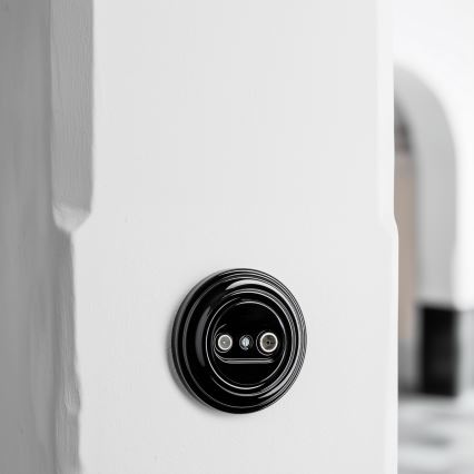 Kliklap - Retro-Teilnehmerdose TV+Radio (Abschlussdose) mit schwarzem Rahmen