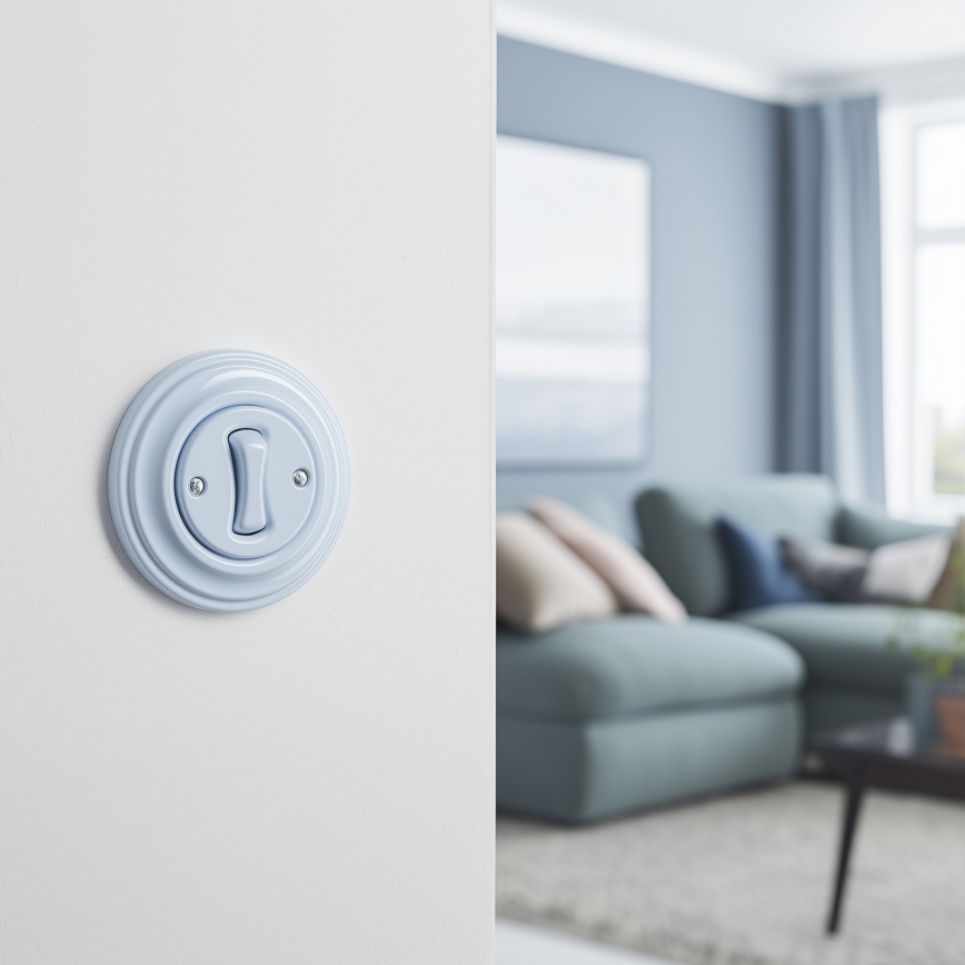 Kliklap - Retro-Treppenlichtschalter mit Rahmen Nr. 6, blau