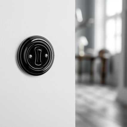 Kliklap - Retro-Treppenlichtschalter mit Rahmen Nr. 6, schwarz