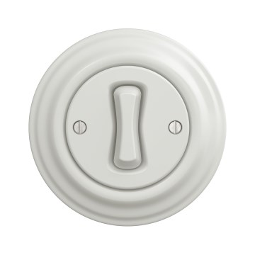 Kliklap - Retro-Treppenlichtschalter mit Rahmen Nr. 6, weißer Keramik