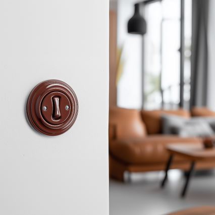 Kliklap - Retro-Treppenschalter mit Rahmen Nr. 6, braun