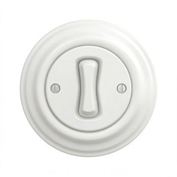 Kliklap - Retro-Treppenschalter mit Rahmen Nr. 6, schneeweiß