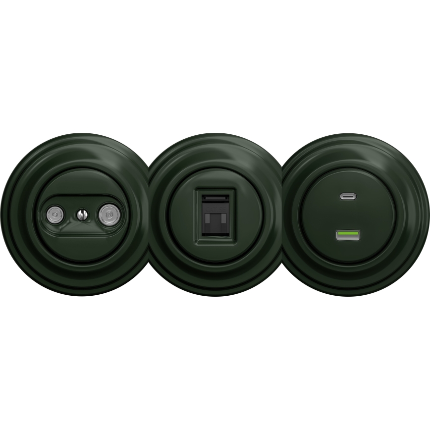 Kliklap - Retro Teilnehmerdose TV+R (durchgeschleift) ohne Rahmen grün