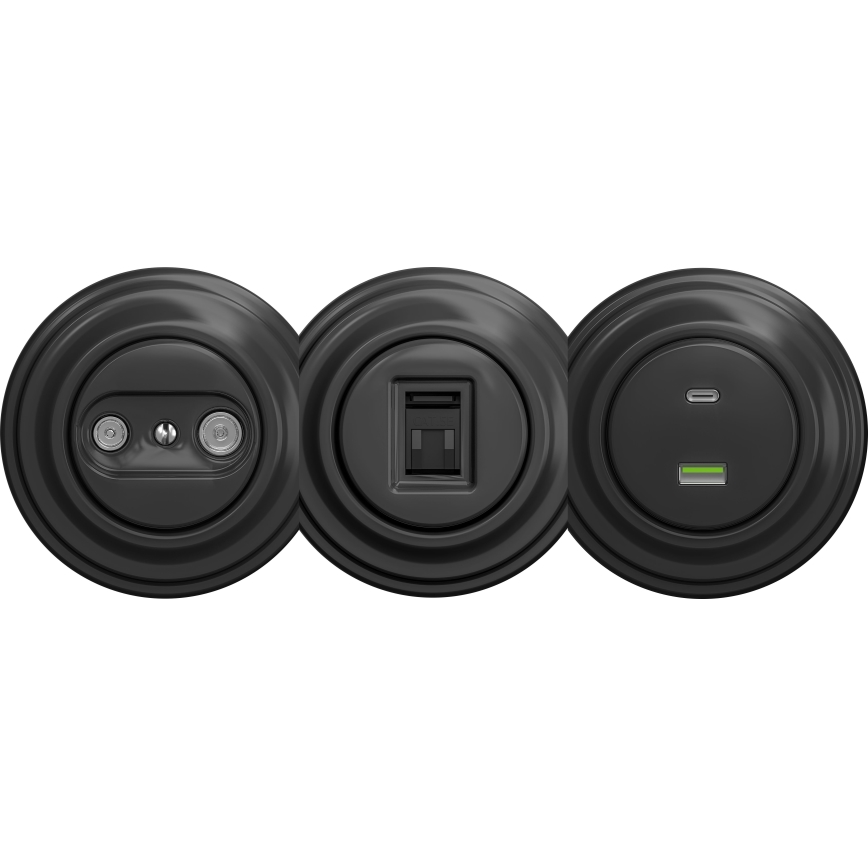 Kliklap - Retro Teilnehmerdose TV+R (durchgangs) ohne Rahmen Anthrazit