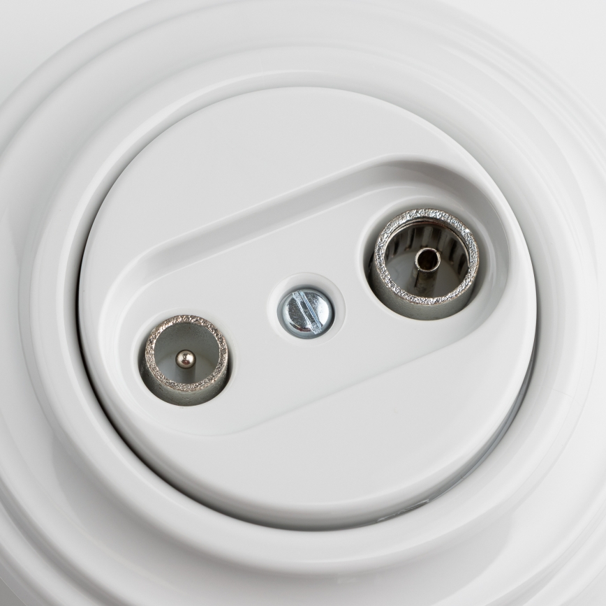 Kliklap - Retro TV/Radio-Anschlussdose (Durchgangsdose) mit schneeweißem Rahmen