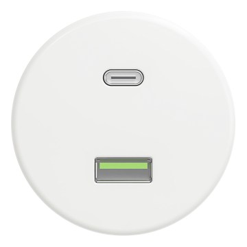 Kliklap - Retro-USB-Steckdose A + C, rahmenlos, schneeweiß