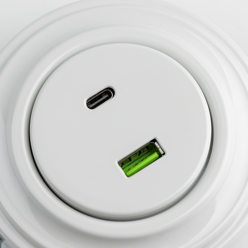 Kliklap - Retro-USB-Steckdose A+C mit Keramikrahmen, weiß