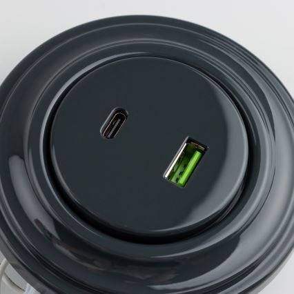 Kliklap - Retro-USB-Steckdose A+C mit Rahmen in Anthrazit