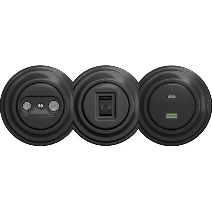 Kliklap - Retro USB-Steckdose A+C ohne Rahmen Anthrazit