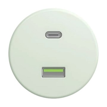 Kliklap - Retro-USB-Steckdose A+C, rahmenlos, mintgrün