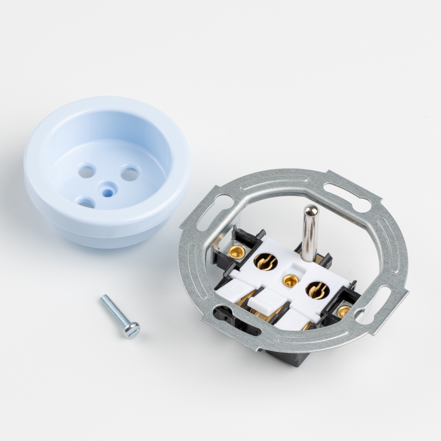 Kliklap - Retro-Wandsteckdose mit Rahmen, 230 V, blau