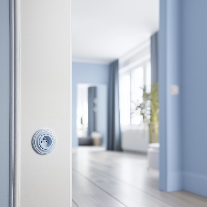 Kliklap - Retro-Wandsteckdose mit Rahmen, 230 V, blau